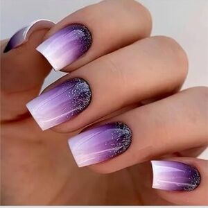 Purple and White Fake Press On Nails NWT